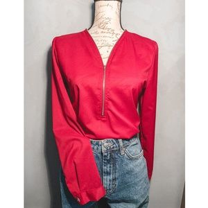 Red Half Zip Work Shirt